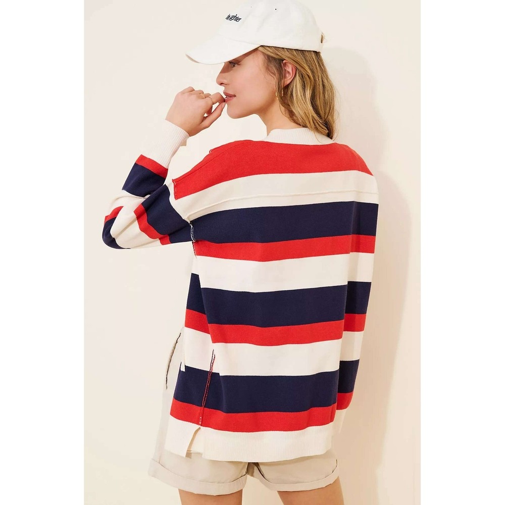Free People Red White Blue Cardigan Size Medium League‎ Of Her Own - Picture 2 of 3